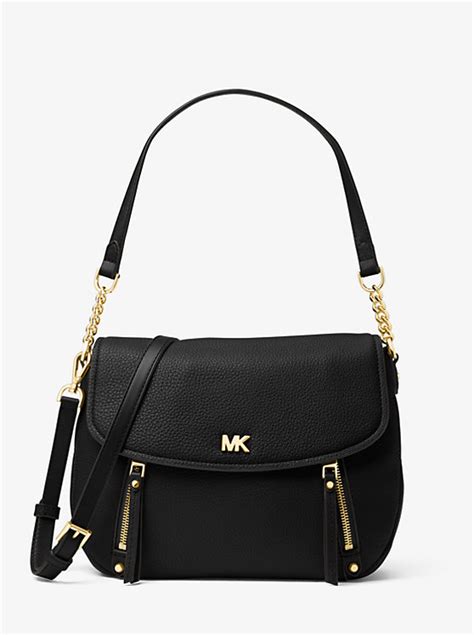 michael kors evie messenger bag|Evie Medium Pebbled Leather Shoulder Bag .